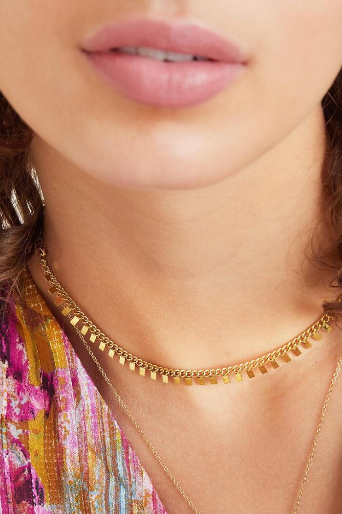 Cuadrados de collar de acero inoxidable Oro Imagen3